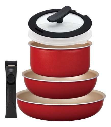 Sartene Evercook Set 6 Pieza Induccion Desmontable Red