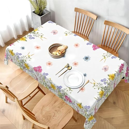 Mantel Rectangular Floral Impermeable Para Hogar Y Fiesta 15
