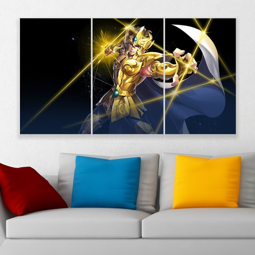 Cuadro Triptico Saint Seiya 72cm X 40cm Awakening Aioria Art