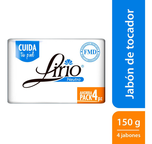 Jabón En Barra Lirio Neutro 4 Barras De 150g