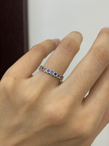 Anillo Turca Plata 925, Multicolor Chico Crstl Estambul Joya