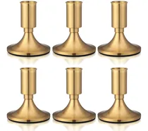 Comprar 6 Piezas De Porta Velas Cónicos Dorados. Porta Velas Cortos 