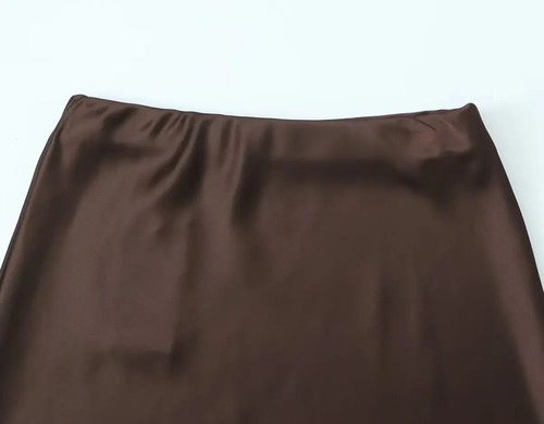 Falda Midi Evasé De Satén De Seda Para Mujer