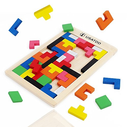 Usatdd Puzzle Tetris De Madera Tangram Rompecabezas Rompecab