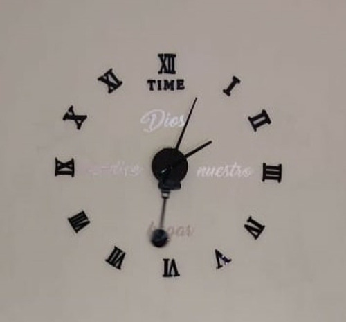 Reloj De Pared 3d 100 X 100 Cm Con Péndulo + Frase En Vinilo