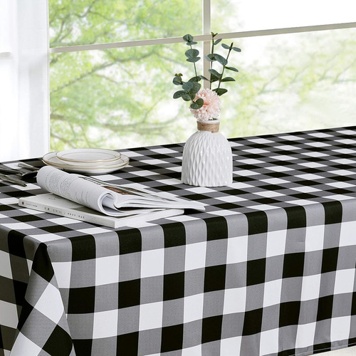 Ryb Home Mantel Rectangular A Cuadros Blanco Y Negro Resi...