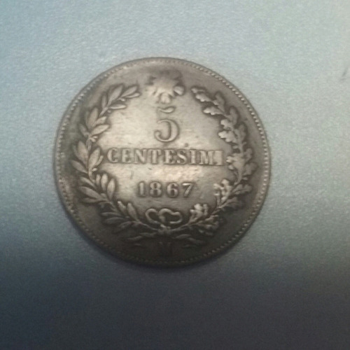 Moneda Italia ,5 Centesimi Año 1867