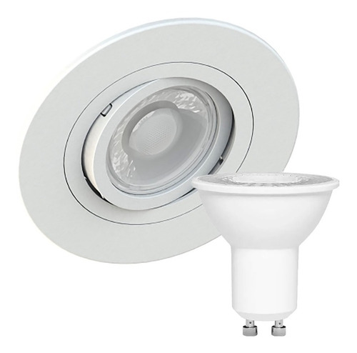 Embutido Dicroica Mr16 Redondo Plano + Lampada Led 4,8w 