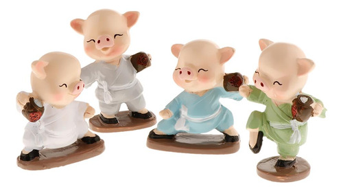 4pcs Diy Bonsai Landscape Decor Miniature Pig Animal Dolls -