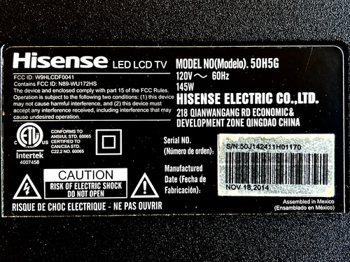 Tarjeta Madre Main Hisense 50h5g Rsag7.820.5644/roh (Usado)