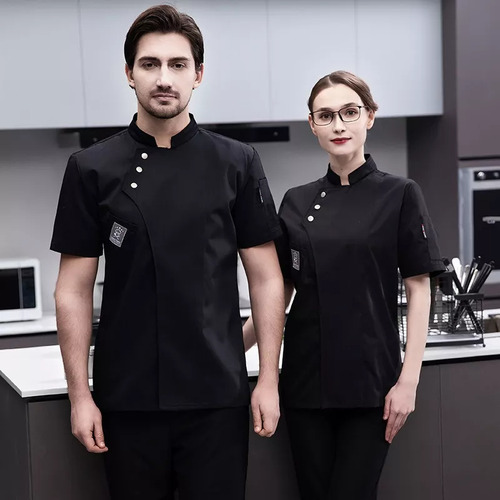 Filipina Chef Uniforme Manga Corta Impermeable ,algodón Negro L