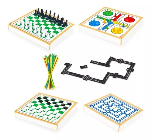 Jogo Tabuleiro 4 Em 1 Dama Ludo Trilha Pega Vareta Brinquedo