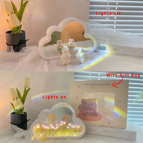 Luz De Noche Para Dormitorio Con Espejo De Tulipán En Forma