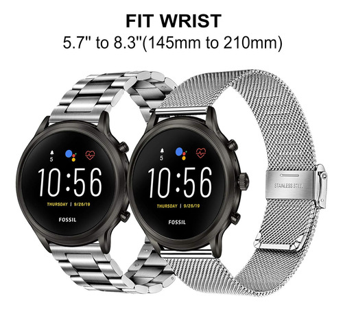 Correa De Reloj Trumirr Compatible Con Fossil Gen 5 Plata