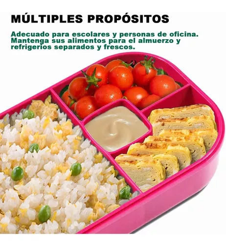 Lonchera Bento para niños, lonchera aislada de 44.0 fl oz con 4  compartimentos, lonchera para adultos, a prueba de fugas, recipientes con  utensilios