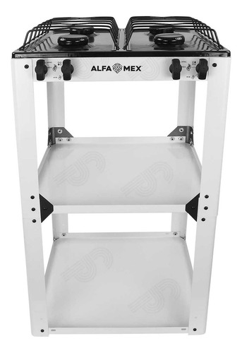 Parrilla De Estante Alfamex + Cuchillos + Sartenes Color Blanco