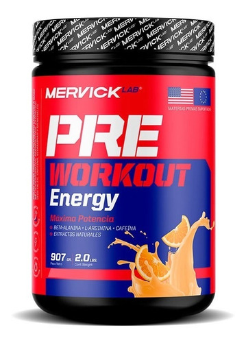 Pre Workout Fuerza Y Energia Pre Entreno Mervick 900 Gr