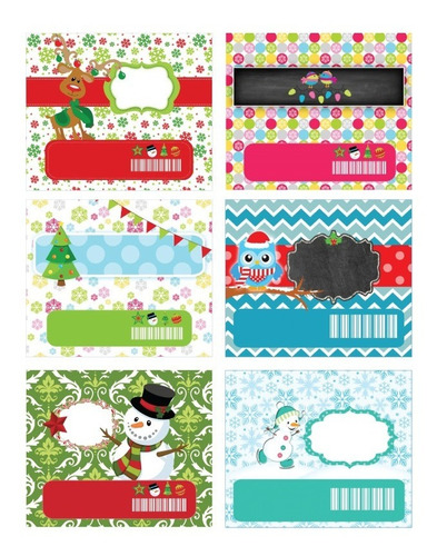 2x1 Kit Imprimible Etiquetas, Chocolate Vaquita Navidad