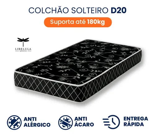 Colchão Para Cama De Solteiro Com Espuma D20 188 X 78 Cm - Libelula Móveis LIBEL