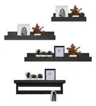 Comprar Kit 3 Repisas 1 Perchero Biblioteca Especiero Madera Colores Color Negro