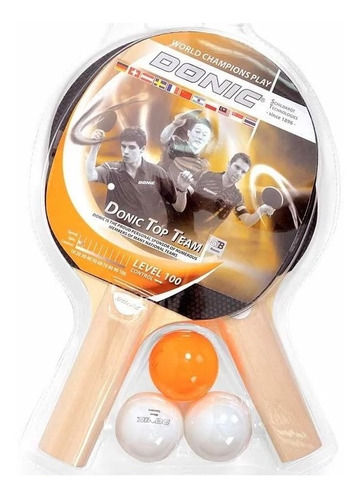 Paleta Ping Pong Donic X2 Top Team 100 Set Pelotitas X 3 Kit