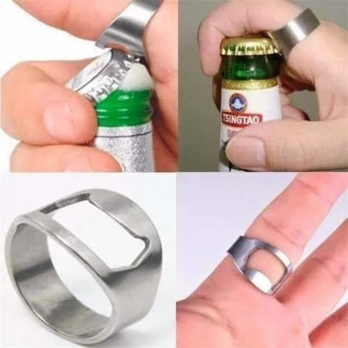 Fe Abridor De Botellas De Acero Inoxidable De 2 Anillos