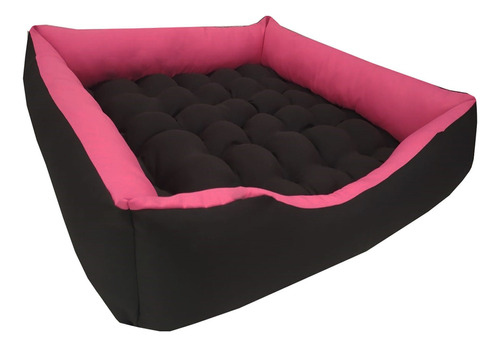 Cama Pet Dog Raça Porte Médio 70x70cm - Cor Pink Com Preto