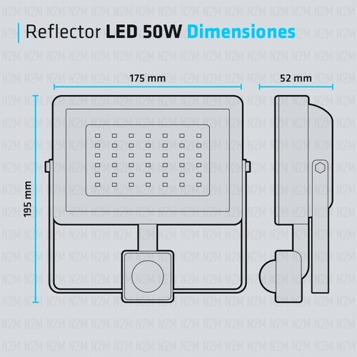 Imagen 4 de 10 de Reflector Led 50w iMac Sensor Movimiento Alta Potencia Full