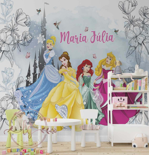 Papel De Parede Adesivo Princesas Disney M22- 3,50m X 2,60m 