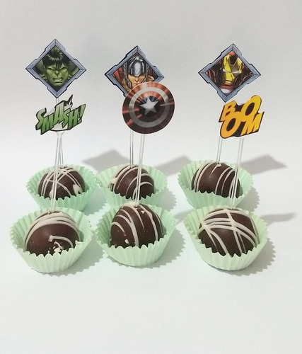 Imagem 2 de 3 de Tag Toppers Para Docinhos De Festa Vingadores 50 Unidades