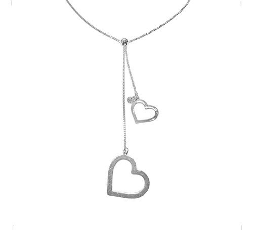 Collar Corbatero De Plata 925 Dijes De Corazón Agálea Mujer