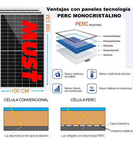 Imagen 5 de 8 de Must Kit Solar Completo 16.400w/día Inverter 5kw/10kw Ml11
