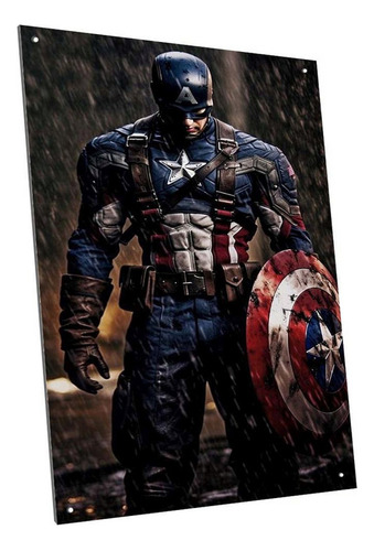 Cartel Chapa Decorativo Capitan America Modelo A6