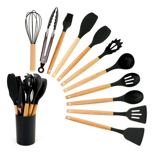 J Kit De 12 Utensilios De Cocina De Silicona Con Mangos De
