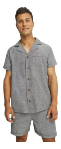 Pijama Corto Camisero Hombre Verano Algodón Trevira-popelina