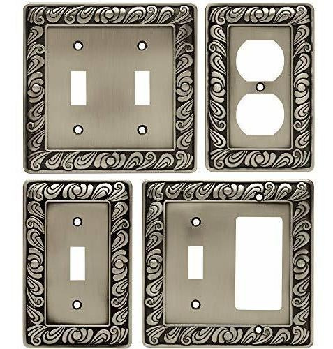 Brass 64044 Paisley Placa Pared Doble Toma Acabado