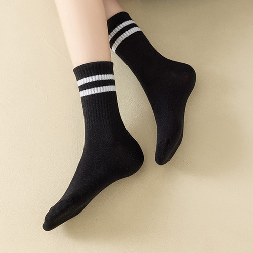 5 Pares De Calcetines Cortos Unisex A Rayas Lisas En Blanco