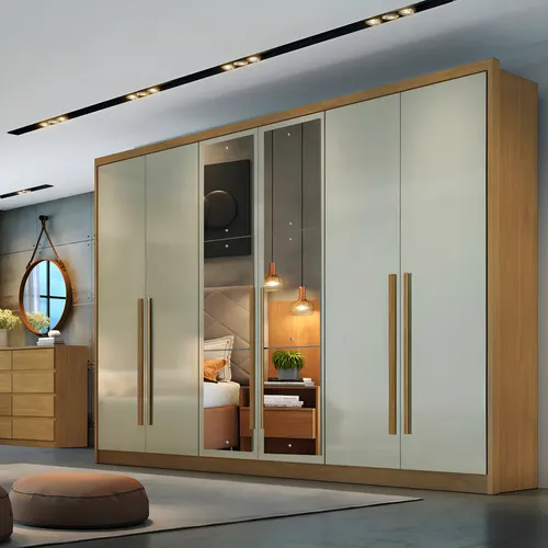 Guarda-roupa Casal MDF 6 Portas 7 Gavetas Cumaru Horizonte