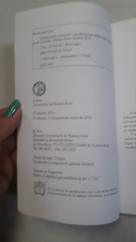 Libro * Psicologia : Adolescencia Y Juv * Berrionuevo Eudeba (Usado)