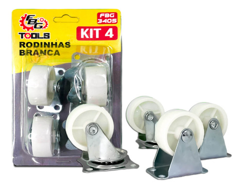 Kit 4 Rodinhas Giratórias E Fixas Branco