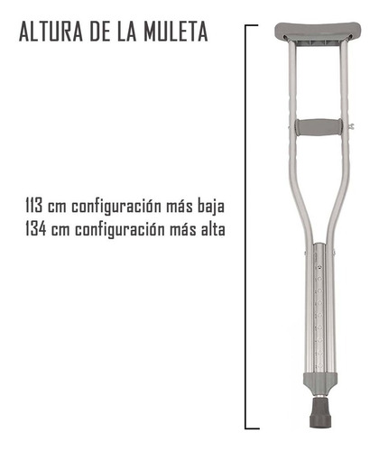 Imagen 3 de 6 de Muleta Ortopédica De Aluminio Con Altura Regulable Liviana