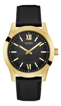 Comprar Reloj pulsera Guess GW0663G1 con correa de piel color negro - fondo blanco - bisel dorado