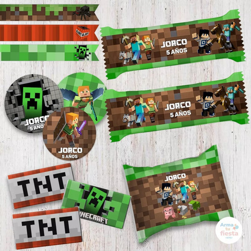Kit Imprimible Minecraft Personalizado Full+obsequios