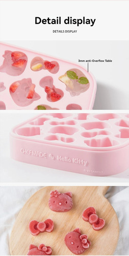 Molde Para Hielos Repostería Hello Kitty De Silicon Con Tapa