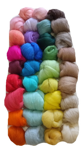 Set 28 Colores Lana Vellon Y 7 Agujas Fieltro Felting Nuno