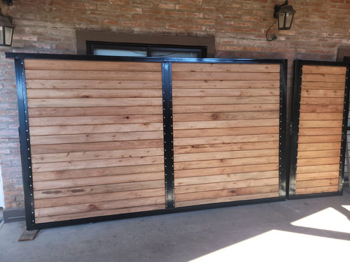 Portones Corredizo Hierro En Madera Grandy Cerrado 3x180