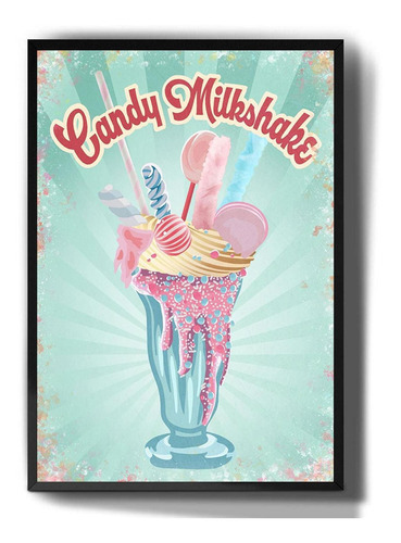 Quadro Decorativo Vintage Candy Milkshake Sorvete Cor Outro
