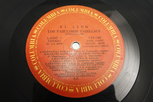 Vinilo Los Fabulosos Cadillacs El León 1992 1ra. Edición (Usado)