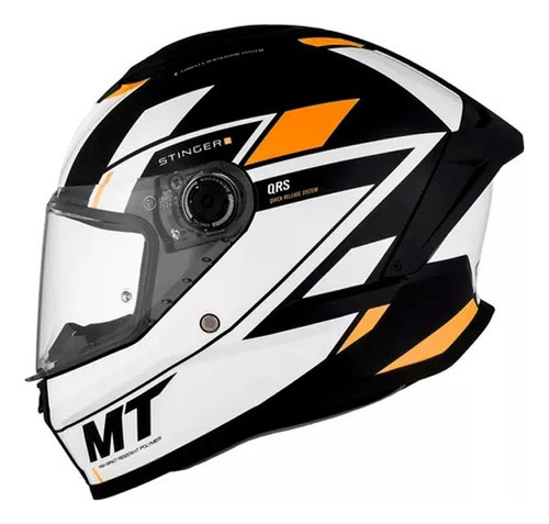 Casco Moto  Mt Stinger 2 Zivze B4 Naranja Brillo Mg Bikes