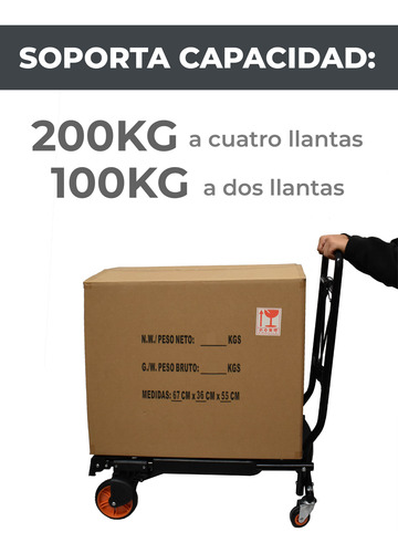 Diablito De Carga Convertible En Carrito Plegable 200kg